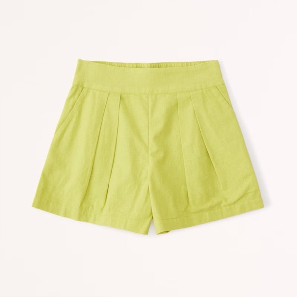 Abercrombie & Fitch ultra high rise linen blend pull ln shorts